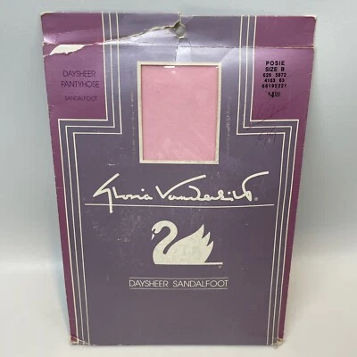 Vintage Gloria Vanderbilt Nylon Pantyhose Day Sheer Sandalfoot Posie Pink Sz B - Image 1 of 4