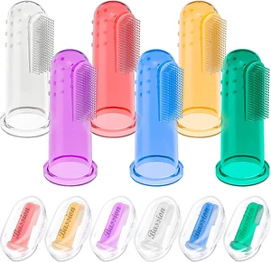 Baby Toothbrush Set 6Pc Soft Silicone Infant Finger Toothbrush 0-12 Months - Picture 1 of 12