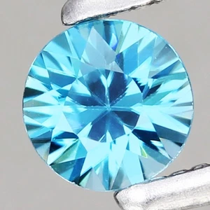 Color Deslumbrante 0.38ct Redondo Corte Brillante 3.9mm Circón Azul Camboyano Natural - Imagen 1 de 4