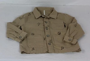 CHAQUETA RYLEE & CRU ALGODÓN TOSTADO ABOTONADA LOVE PEACE TALLA 4-5Y USADA EN EXCELENTE ESTADO DH3332 - Imagen 1 de 4