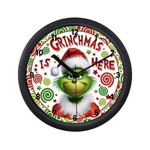 Grinch Christmas Holiday Wall Clock, Holiday Winter Decor, Unique Festive Gift - Picture 1 of 3