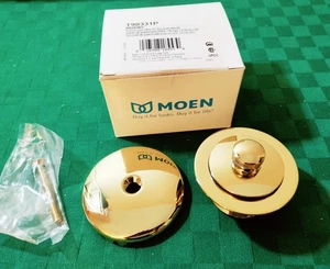 Moen Tub/Shower Drain Covers Push-N-Lock Trim Kit USA POLISHED BRASS T90331P NEW - Picture 1 of 3