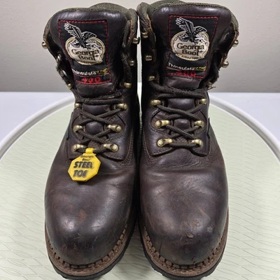 Botas de trabalho masculinas Georgia Giant G6313 8,5M couro marrom Thinsulate 400 biqueira de aço - Imagem 1 de 4