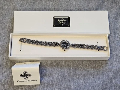 Camrose & Kross Nostalgia Reloj Mujer Cuarzo Marcasita Piedra Negra Japón 3781 Foto 1 de 4