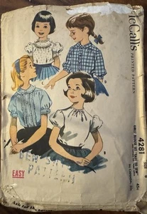 Vintage 1957 McCall's Muster 4281 Mädchen einfaches Blusenset Größe 6 Brust 24 - Bild 1 von 2