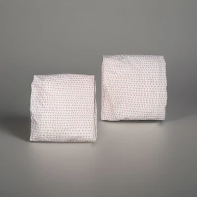 2 Pottery Barn Kids Crib Toddler Fitted Sheet Pink Polka Dot Organic Cotton EUC - Image 1 of 4