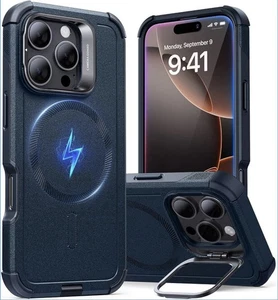 ESR iPhone 16 Pro Hülle mit Ständer, 23 Fuß Fallschutz Robust Cyber Serie Blau - Bild 1 von 14