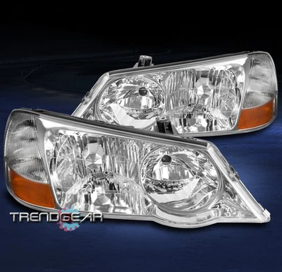 FOR 02-03 ACURA TL (HID MODEL) REPLACEMENT HEADLIGHTS HEADLAMP LAMP CHROME LH+RH - Image 1 of 4