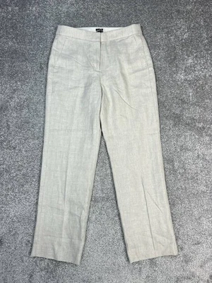 J. Pantalones Crew Mujer 6 Kate Pierna Recta Lino Beige Mezcla Lino NUEVOS * Foto 1 de 4