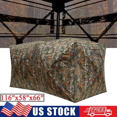 116x58x66in Hunting Blind Pop Up Ground Blind 270° See Through Window 4-6 Person - Image 1 of 4