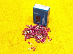 (100) T & B RA18-10FS Insulated Pressure Fork Terminal Connector 22-16 AWG No10 - Picture 1 of 4