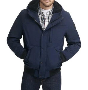 NWT Levi's® Mixed Media Men’s Size Medium Hooded Bomber Jacket Navy - Bild 1 von 5
