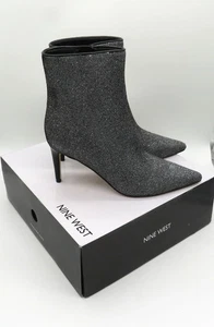 Botas al tobillo Nine West para mujer negras brillantes cremallera lateral tacón de aguja talla 8 NUEVAS - Imagen 1 de 7