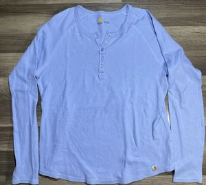 Carhartt Henley Shirt Damen Large Blau Langarm Thermo Layer Workwear TopXL - Bild 1 von 6