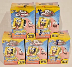 5x 2025 Topps Chrome SpongeBob 25th Anniversary Value/Blaster Box - Nuovo, Sigillato - Foto 1 di 1