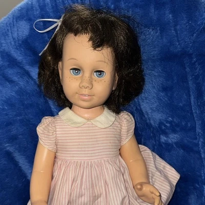 Vtg 1960s Mattel Chatty Cathy Doll Original Dress Brunette Blue Eyes Mute - Image 1 of 4