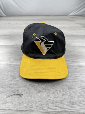 Gorra de colección Pittsburgh Penguins negra amarilla ajustable retro hockey años 90 Foto 1 de 4