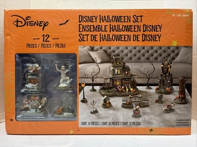 Nuevo/Caja Abierta*Juego Disney 12 Piezas Disney Halloween*Pueblo*Mickey/Goofy/Pluto Foto 1 de 4