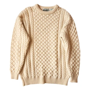 Aran Crafts Sweater Mens Large Irish Fisherman Cable Knit Pullover Merino Wool - Picture 1 of 13