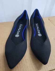 Rothys Shoes Womens 8.5 Slip On Ballet Flats Black Knit Comfort Low Top Pointed - Picture 1 of 5