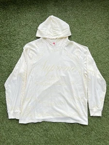 SUPREME CELEBRE HOODED L/S TOP HOODIE OFF WHITE SZ L - Picture 1 of 9