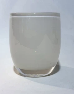 Glassybaby Whisper White Glass Votive Candleholder With Label Pre Triskelion - Picture 1 of 5