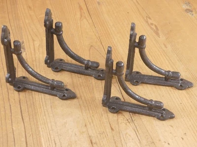 4 Shelf Brackets Corbels Wall Cast Iron SMALL Rustic Farmhouse 4 3/8" X 4 3/8" - Image 1 of 4