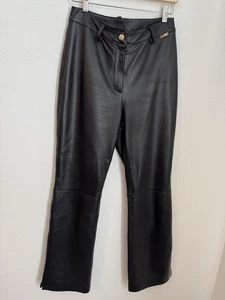 St John Sporthose Damen 16 schwarz Leder Bootcut hoher Bund Hose Y2K gebraucht, in einwandfreiem Zustand - Bild 1 von 10