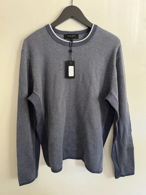 NWT RAG & BONE Men’s Mitch Crewneck  Sweater  Worn Indigo color Size L MSRP $249 - Image 1 of 4