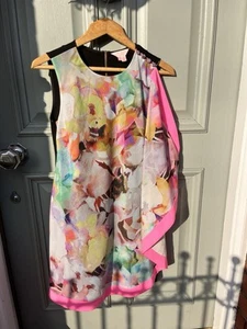 Vestido TED BAKER Talla 1 Se Ajusta a 8 Capa Elsee Negro Rosa Floral Oro Rosa Ocasión - Imagen 1 de 5