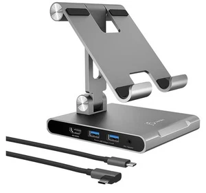 8-in-1 iPad/Tablet/Smartphone stand with USB C Docking Station - Afbeelding 1 van 11