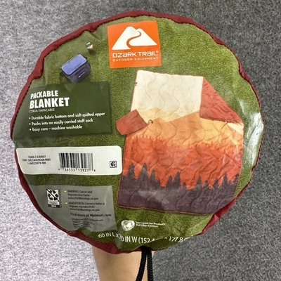 Cobertor empacotável Ozark Trai 70 x 60 em design de cena de montanha com saco de material - Imagem 1 de 4