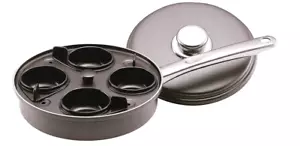 Padella antiaderente per bracconiere uova coperchio alluminio uova tazza da bracconaggio 8 pollici 4 tazze - Foto 1 di 8