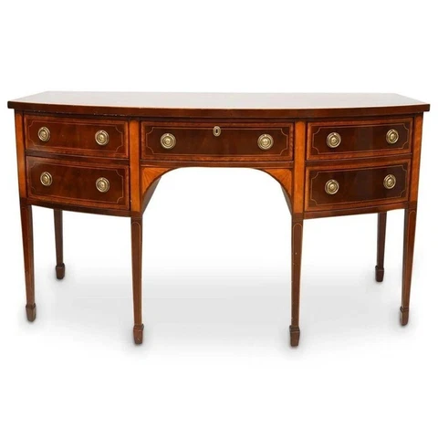 Baker Mahogany Satinwood Sideboard, Historic Charleston Collection, Bow Front Cover