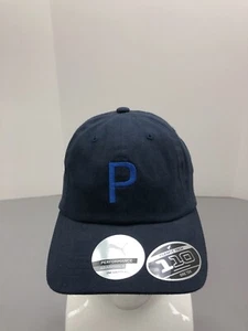 Puma Baseball Cap FlexFit Stretch White Mens Adjustable Strap Navy P Logo OSFA - Picture 1 of 8