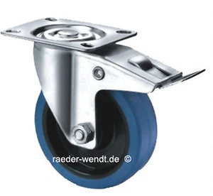 Transportrollen, blaue Elastikräder 80 100 125 160 200mm Blue Wheels  - Bild 1 von 6