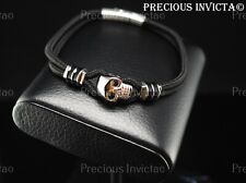 Silver & Black Nylon Skull Bracelet âž¤New Invicta Authentic Jewelry Men's 8.75"