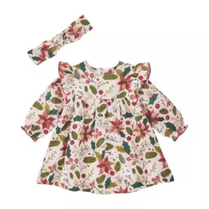 Conjunto de vestido y diadema de Navidad Mud Pie Poinsettia - Imagen 1 de 1