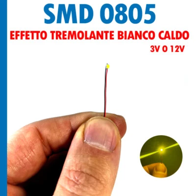 NESSUNA DIODO LED SMD 0805 BIANCO CALDO EFFETTO TREMOLANTE 3V O 12V DIORAMI MODELLISMO