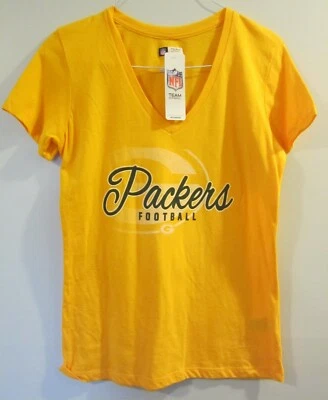 Женская футболка Green Bay Packers с v-образным вырезом командная одежда NFL средний желтый цвет новая с ценниками - Изображение 1 из 4