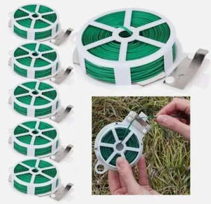 1-6 Kitchen Bag Gardening Plant Green Twist Tie Wire Roll With Cutter 100FT Each - Picture 1 of 13