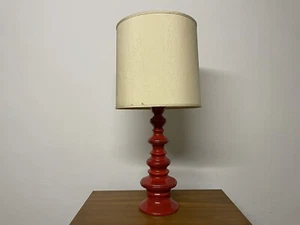 Große Kalmar Tischlampe / Rot / Keramik / 70er 60er Mid Century Retro Lampe - Bild 1 von 8