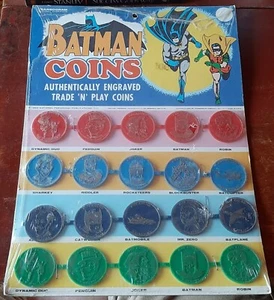 Vintage 1966 Batman & Robin Coins Transogram factory sealed, trade N play - Picture 1 of 12