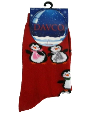 MUJER 1 PAR DE CALCETINES DAVCO 9-11 INVIERNO LINDOS PINGÜINOS ROJO NEGRO BLANCO ROSA CREW Foto 1 de 4