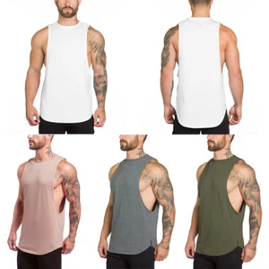 Camisetas atléticas para hombre sueltas lados abiertos sin mangas entrenamiento gimnasio músculo - Imagen 1 de 19