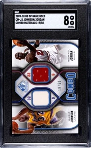 2009-10 SP Game Used Michael Jordan Magic Johnson /50 SGC 8 Combo Materials - Picture 1 of 2