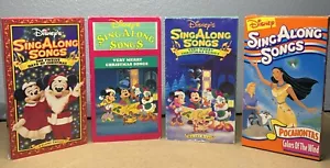 4 Vintage Disney Sing Along Songs VHS Tapes, Mickey Mouse,Pocahontas, Etc.. - Foto 1 di 11