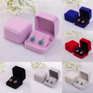 Gift Boxes Squre Velvet Earrings Ring Box Jewelry Display Case Storage Wedding - Picture 1 of 13