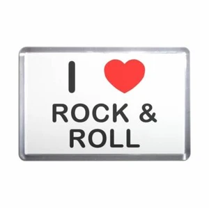 Rock and Roll I Love Heart Plastic Fridge Magnet (S, M, L, XL) - Picture 1 of 10