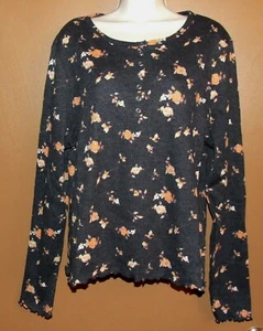 Forever 21 Womens Plus Size Floral Print Henley Top, Black & Gold-Size 3X - NWT - Picture 1 of 3